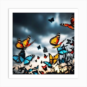 Colorful Butterflies In The Sky 16 Art Print