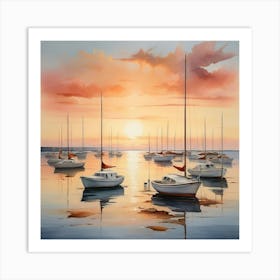 Sailboats At Sunset Art Print 1 Art Print