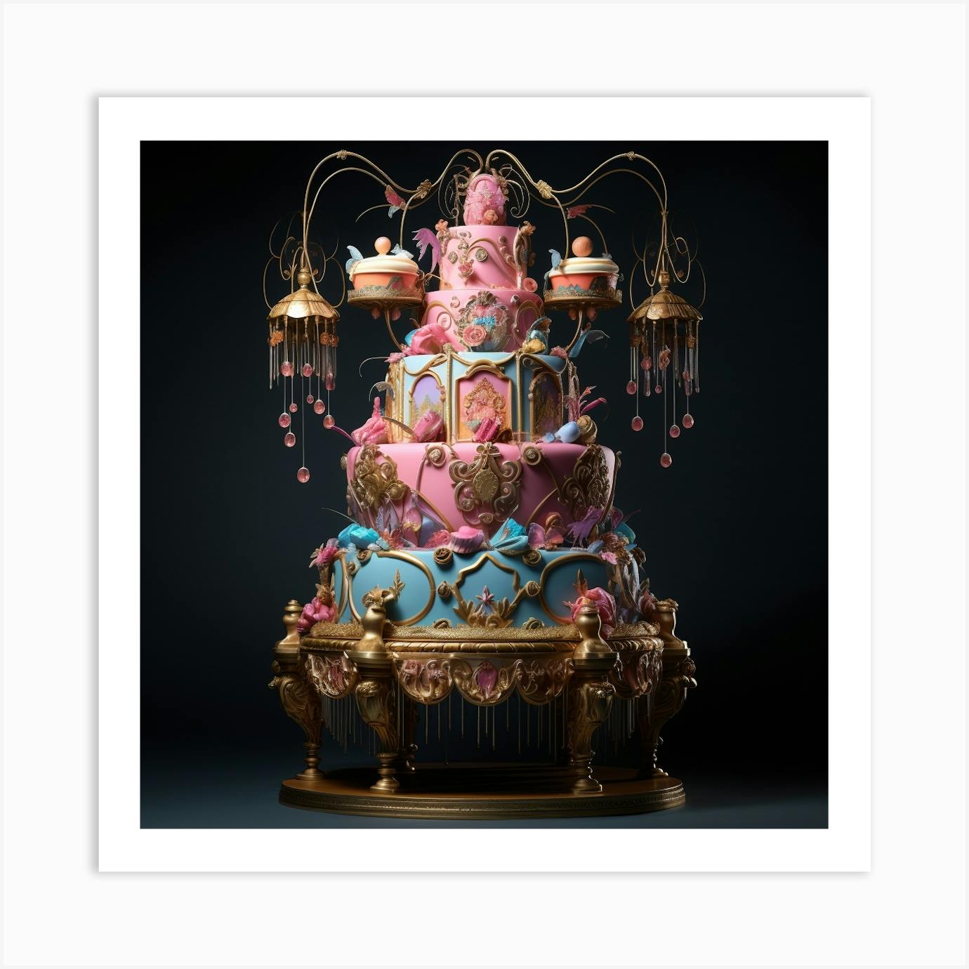 Fairytale birthday colorful cake. holiday poster. Neural network AI  generated art 23137322 Stock Photo at Vecteezy