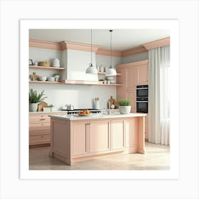 Elegant Kitchen In Watercolor, Soft, Serene Color Palette 1 Art Print