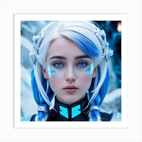 Girl With Blue Hair Art Print