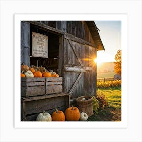 A Rustic Barn With A Weathered Wooden Sign Lean Against It Rolling Hills In The Background Transiti 2 2 Art Print