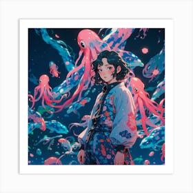 Anime Octopus Girl 1 Art Print