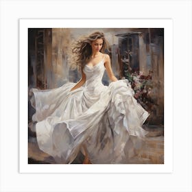 Woman In A White Dress 1 Art Print