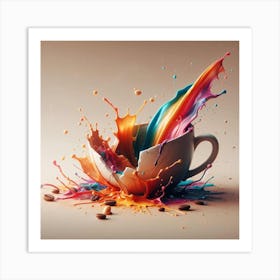 Splashes Of Color Broken Cup Art Print