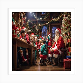 Santa Claus With Children 2 Art Print