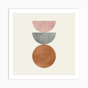 The Balance - Scandinavian Half-moon Circle Abstract Minimalist - Pink Grey Brown 1 Art Print