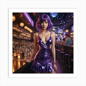 Sexy Girl In Purple Dress 3 Art Print