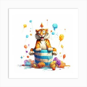 Tiger In A Bucket Art Print