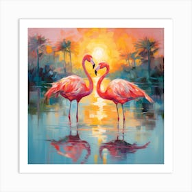 Flamingo Reflections Art Print