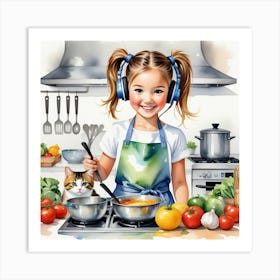 Little Girl In The Kitchen Art Print