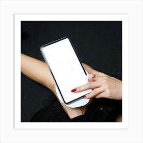 Telecom Media White Touch Screen Communication Mobile Phone Screen Woman Phone Application (15) Art Print