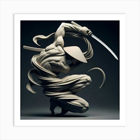 A Creative Sword Fighter Figure Monochrome Colors Art Print