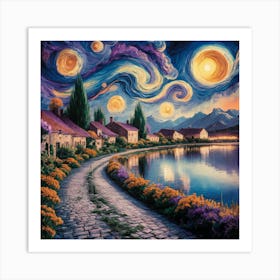 Dreamscape Pathway A Vibrant Landscape Inspired By Van Gogh (4) Art Print