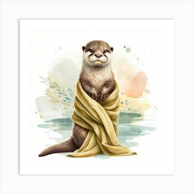 Otter Bathroom Animal 1 Art Print