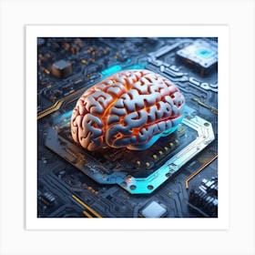 Brain On A Circuit Board 94 Art Print