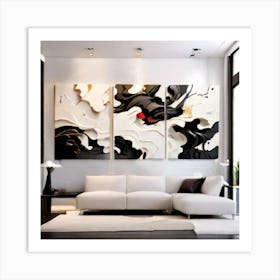 4K Black , White and Red combination Art high quality Art Print