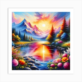 Sunset By The River 6 Art Print