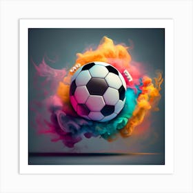 Soccer Ball In Smoke Art Print