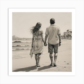 Couple On The Beach Art Print