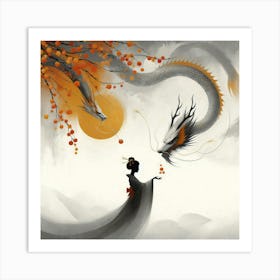 Geisha Creative Illustration Artwork 36 Art Print