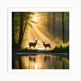 Deer In The Forest art print 1 Art Print