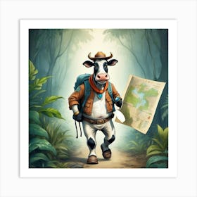 Cow In The Woods Art Print