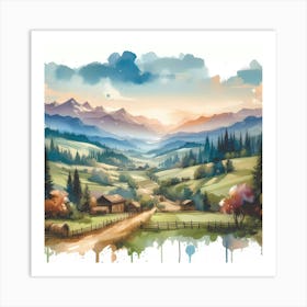 Watercolor Landscape Painting 41 Art Print