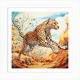 Cheetah In The Desert Art Print