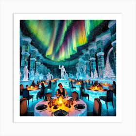 An Elegant Restaurant Hosting Aurora Feast Nights Art Print