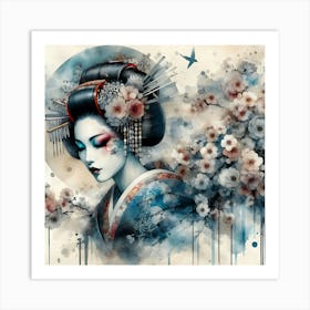 Japan Traditional Geisha Illustration By Ad 174 Art Print