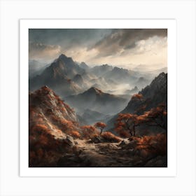 Chinese Mountains Landscape Painting (9) Art Print