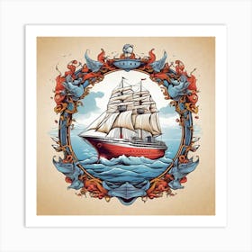 Ship In The Sea Art Print