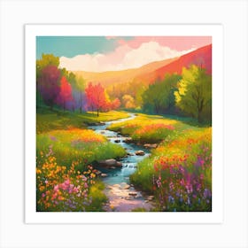 Stream In The Meadow Art Print