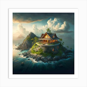 Asian House On An Island Art Print