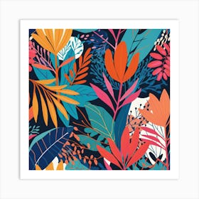 Tropical Leaves Seamless Pattern Art Print