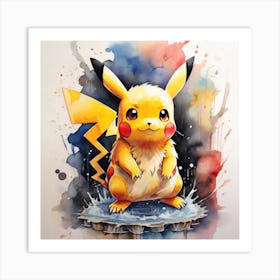 Pokemon Pikachu Watercolor Painting Art Print