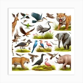 Set Of Wild Animals Art Print