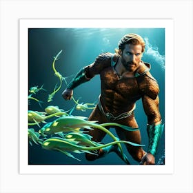 A Dramatic High Contrast Cinematic Photograph Of Aquaman 3 Art Print