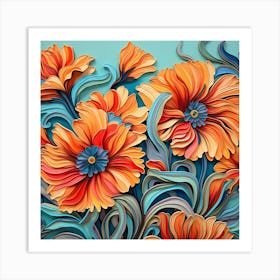 3d Paper Flowers 1 Art Print