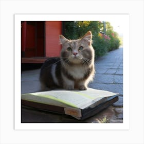 Cat Reading A Book 1 Art Print