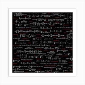 Mathematical Formulas Black Background With Text Overlay Digital Art Mathematics Art Print