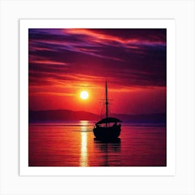 Sunset Sailboat 6 Art Print