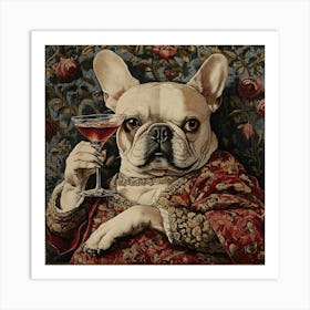 Tapestry Frenchie Drinking 1 Art Print