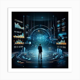 An Intricate Complex Illustration Revealing Data Statistics And Analysis Set Against A Backdrop Wi (4) Art Print