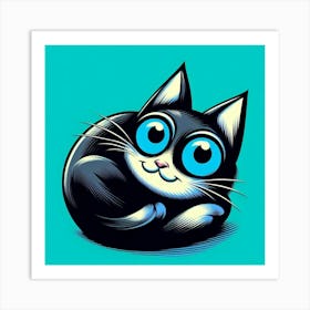 Black Cat With Blue Eyes Art Print