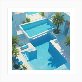 Cyan Oasis Bright Blue Swimming Pool Art Print Art Print Art Print