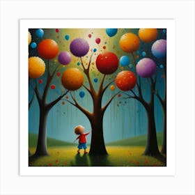 Tree With Balloons Art Print