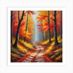 Autumn Road paintings art print Art Print