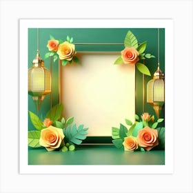 Ramadan Frame With Flowers Art Print